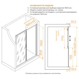 Душевая дверь RGW CL-13B 06091315-34 150 см чёрный